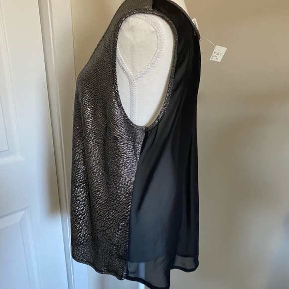 Poet Silver Metallic Lightweight Sheer Holiday Party Tank Camisole Top- Sz-XL - Picture 4 of 12